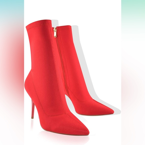 Red Pointed Toe Sock Booties ❤️💋 8 - Picture 1 of 5